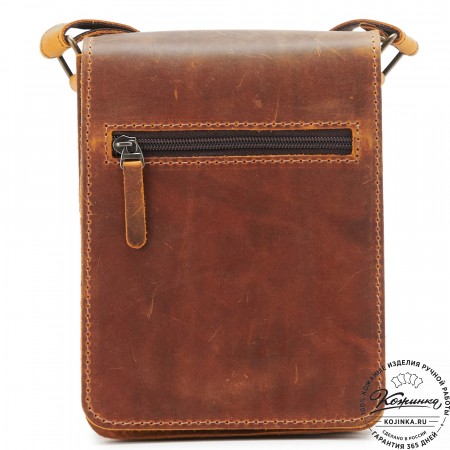 Мужская кожаная сумка "Робин" (рыжий крейзи)